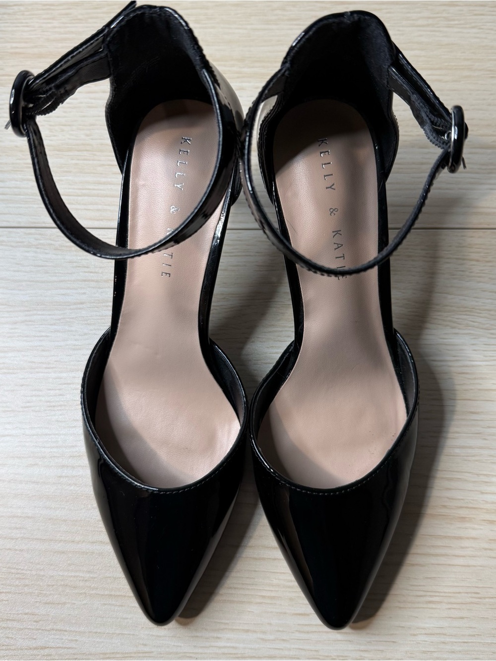 Black Patent Ankle-Strap Pointed Heel - Women